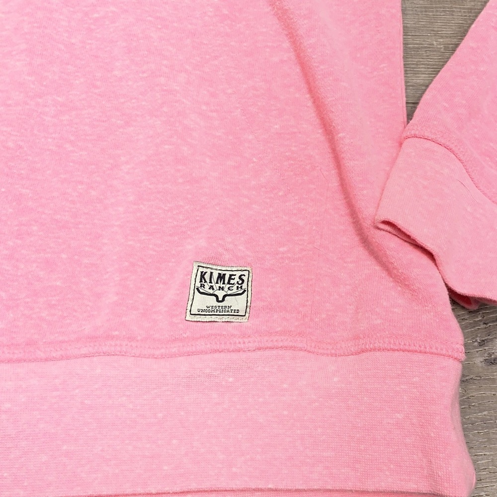 Kimes Ranch Hoodie Womens Small Pink Fleece Henley Western Logo Graphic Pullover - Picture 2 of 6